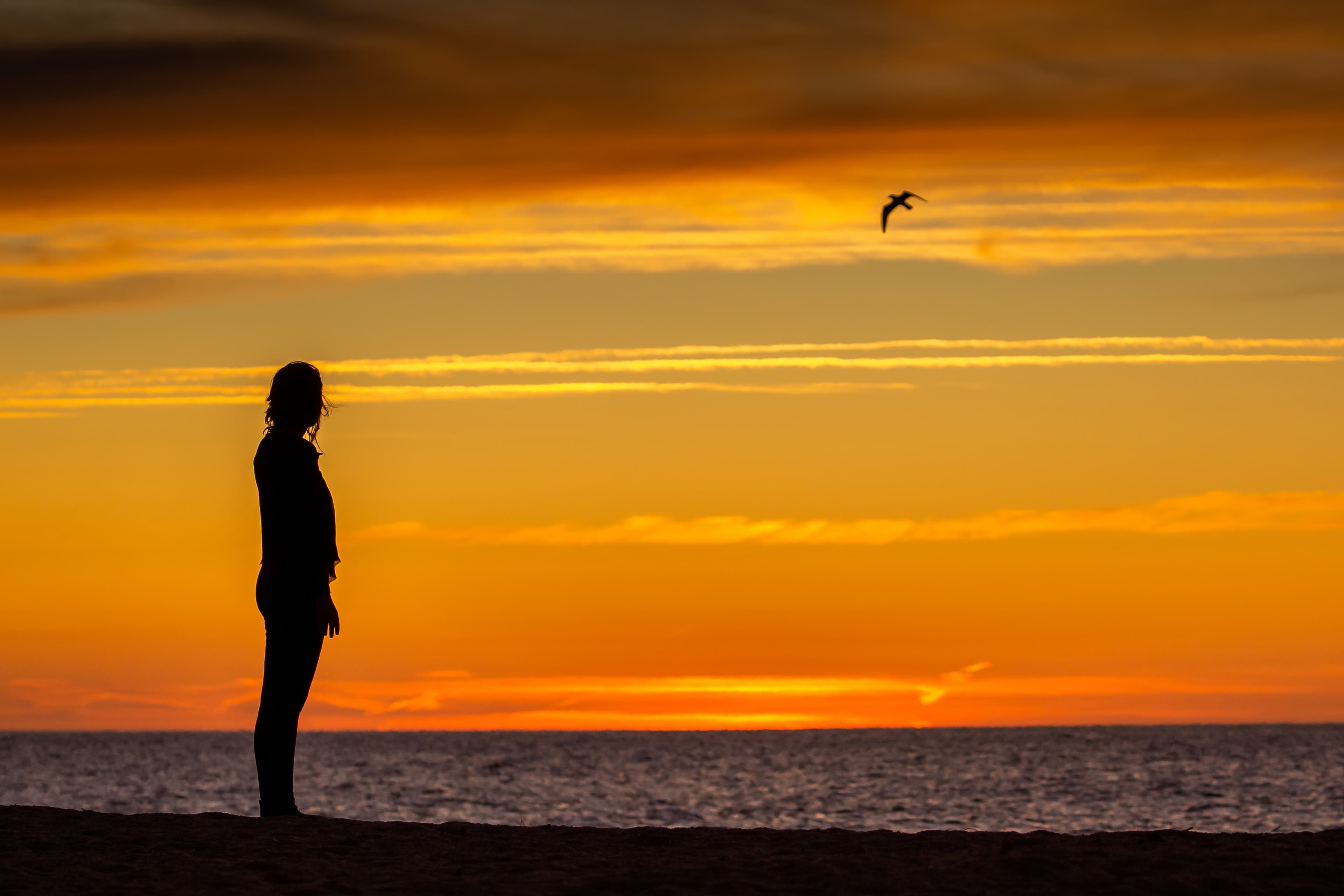 Sarita Shakti meditando frente al atardecer en el mar.